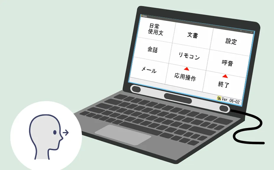重度障害者向け意思伝達装置 伝の心（でんのしん）：日立ケーイー