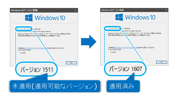 Windowsのバージョン情報画面