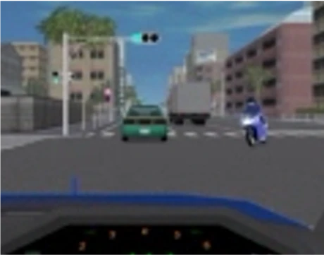 死角からの右折してくる二輪車のイメージ画像